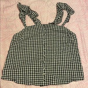 Madewell gingham tank top with ruffled straps